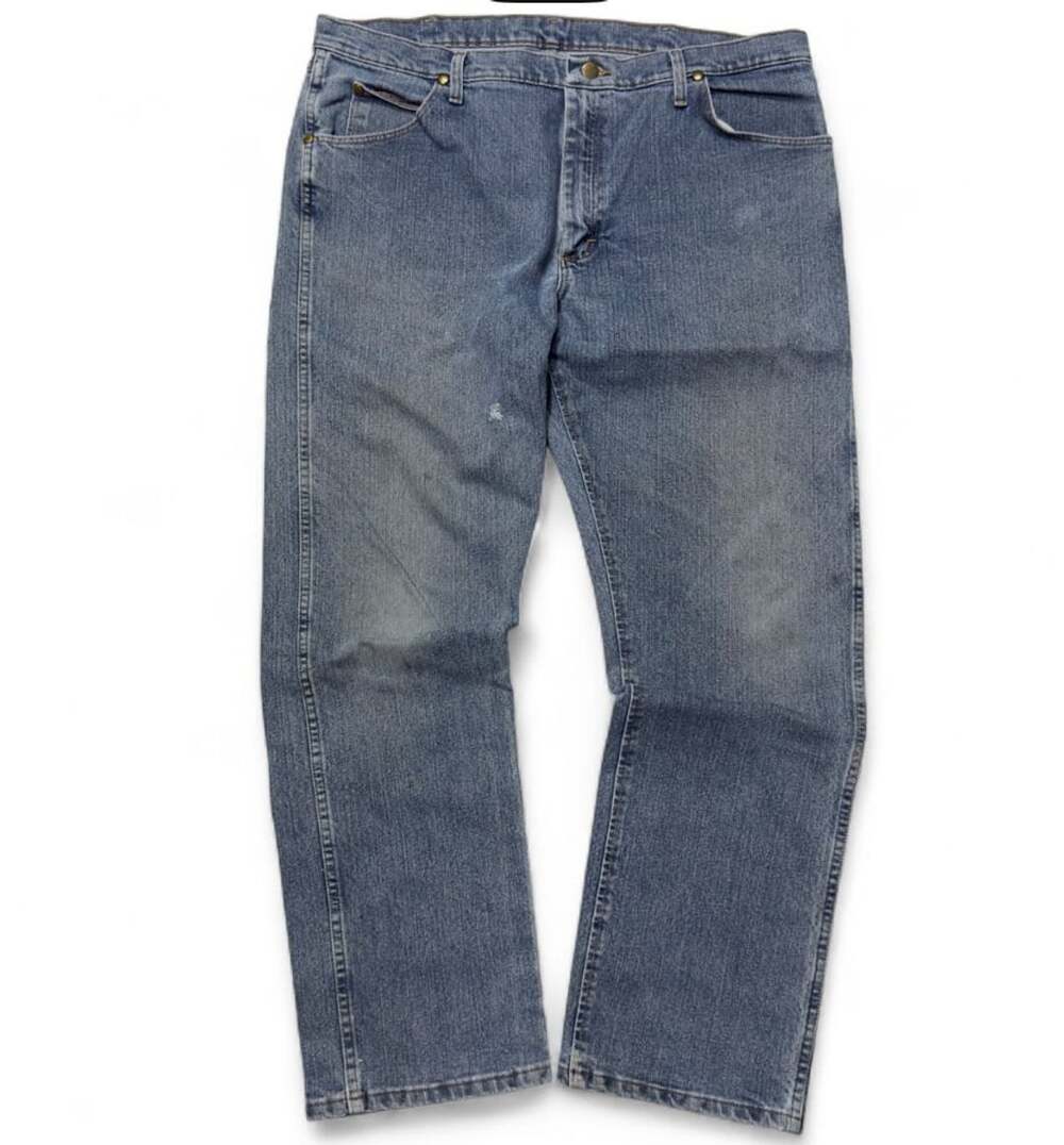 Wrangler Straight Fit Jeans Size 38x32 Blue Cotton Denim